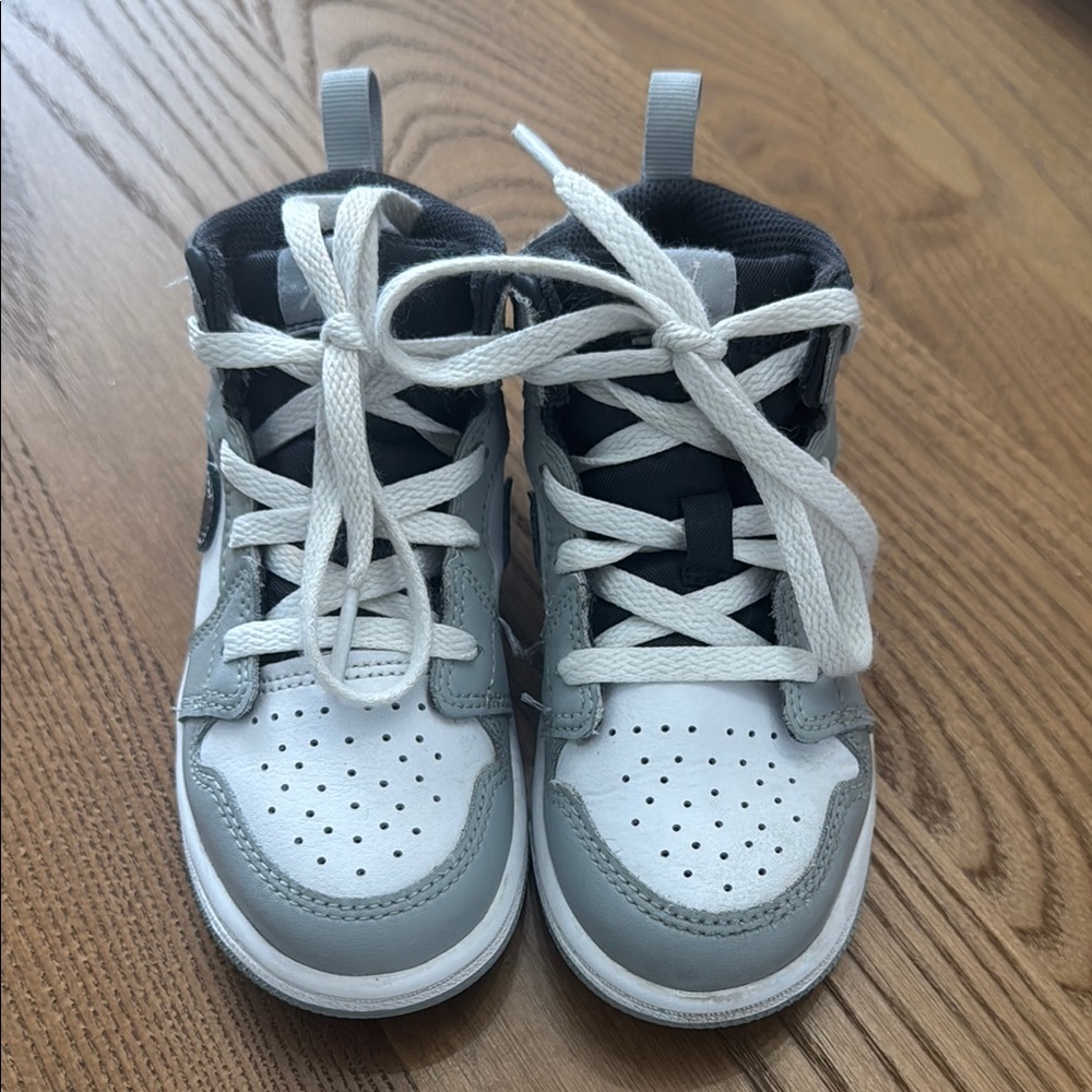 Nike- Jordan Mid Gray and White Sneakers Toddler